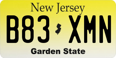 NJ license plate B83XMN