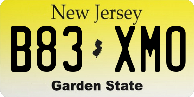 NJ license plate B83XMO