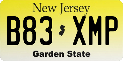 NJ license plate B83XMP