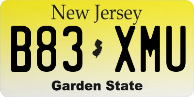 NJ license plate B83XMU