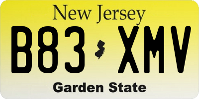 NJ license plate B83XMV