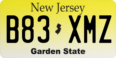 NJ license plate B83XMZ
