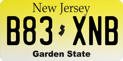 NJ license plate B83XNB