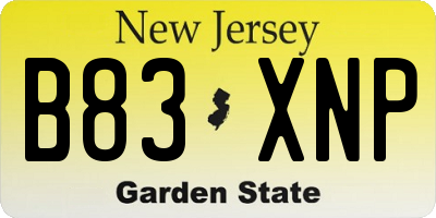 NJ license plate B83XNP