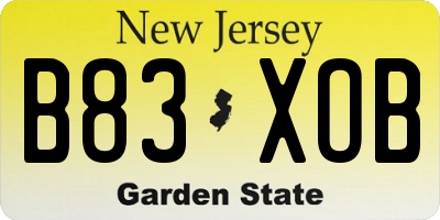 NJ license plate B83XOB