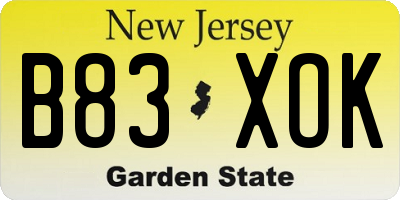 NJ license plate B83XOK