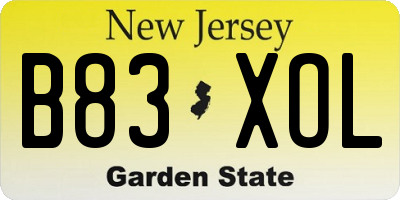 NJ license plate B83XOL