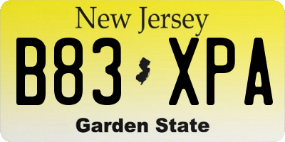 NJ license plate B83XPA