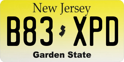 NJ license plate B83XPD