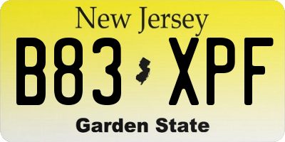NJ license plate B83XPF