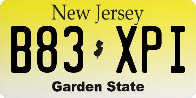 NJ license plate B83XPI