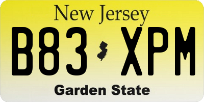 NJ license plate B83XPM