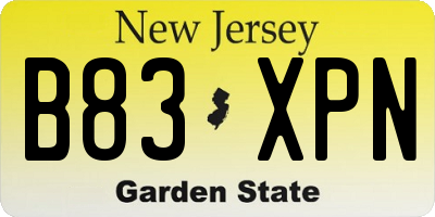 NJ license plate B83XPN