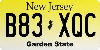 NJ license plate B83XQC