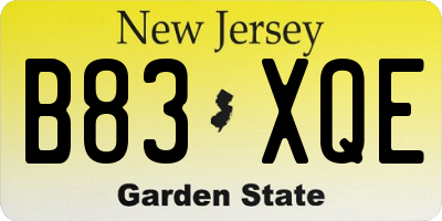 NJ license plate B83XQE