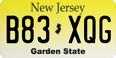 NJ license plate B83XQG