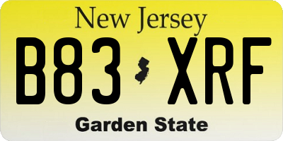 NJ license plate B83XRF
