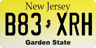 NJ license plate B83XRH