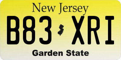NJ license plate B83XRI