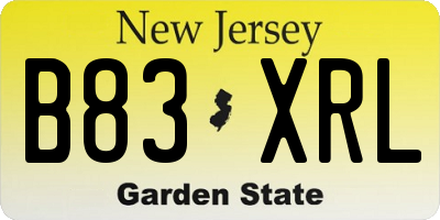 NJ license plate B83XRL