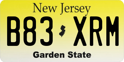 NJ license plate B83XRM
