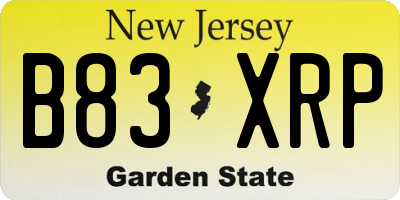 NJ license plate B83XRP