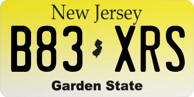 NJ license plate B83XRS
