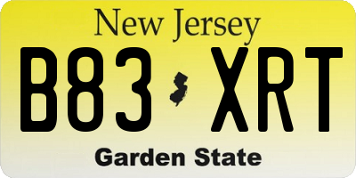 NJ license plate B83XRT