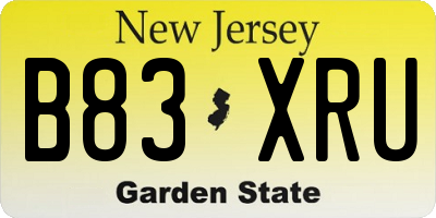 NJ license plate B83XRU