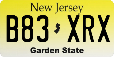 NJ license plate B83XRX