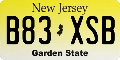 NJ license plate B83XSB