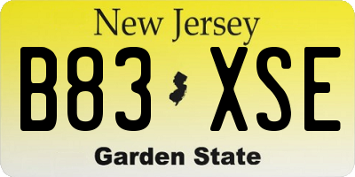 NJ license plate B83XSE