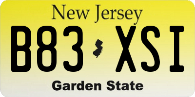 NJ license plate B83XSI