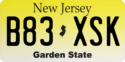 NJ license plate B83XSK