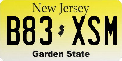NJ license plate B83XSM