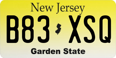 NJ license plate B83XSQ