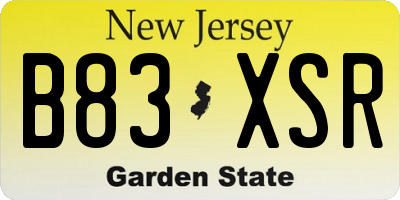 NJ license plate B83XSR