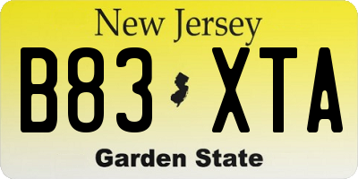 NJ license plate B83XTA
