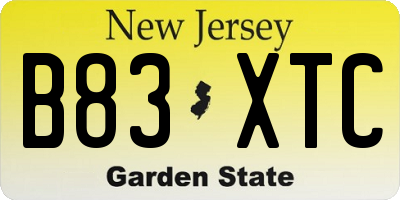 NJ license plate B83XTC