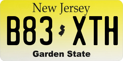 NJ license plate B83XTH