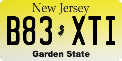 NJ license plate B83XTI