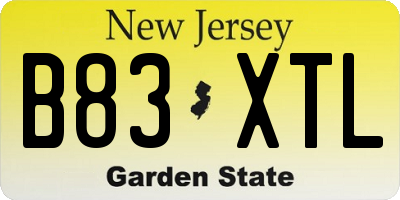 NJ license plate B83XTL