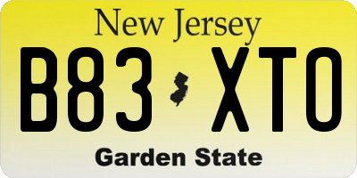 NJ license plate B83XTO