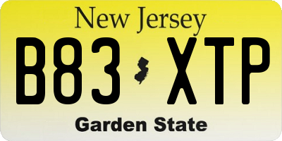 NJ license plate B83XTP