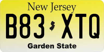 NJ license plate B83XTQ