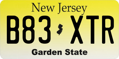 NJ license plate B83XTR