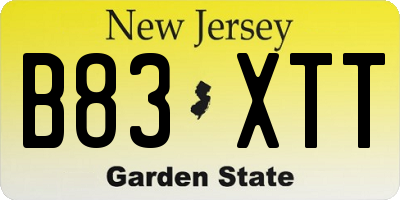 NJ license plate B83XTT