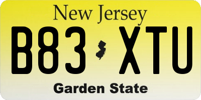 NJ license plate B83XTU