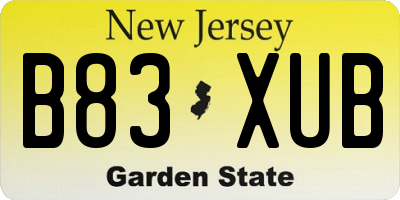 NJ license plate B83XUB