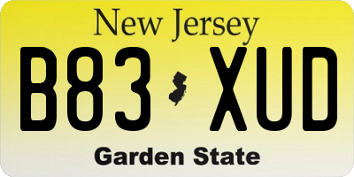 NJ license plate B83XUD